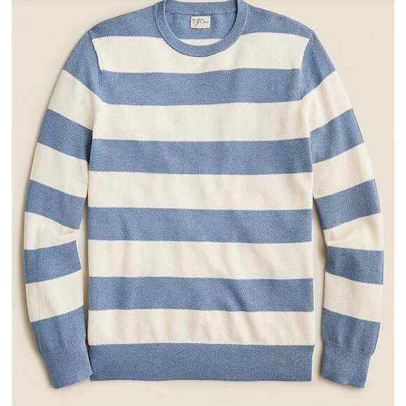 Mens J.Crew Cotton Piqué-Stitch Striped Sweater Size Medium - Picture 2 of 8